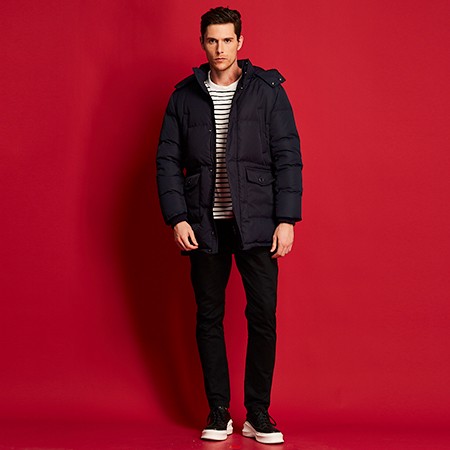 雅蘭仕2020新款羽絨服男裝羽絨服黑色休閑