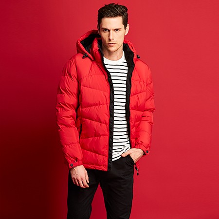 雅蘭仕2014新款羽絨服男裝羽絨服紅色修身立領(lǐng)