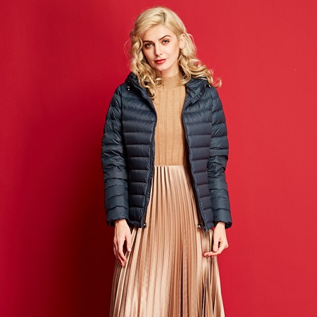 艾迪雅蘭仕新款羽絨服女冬季鵝羽絨服綠色修身短裝